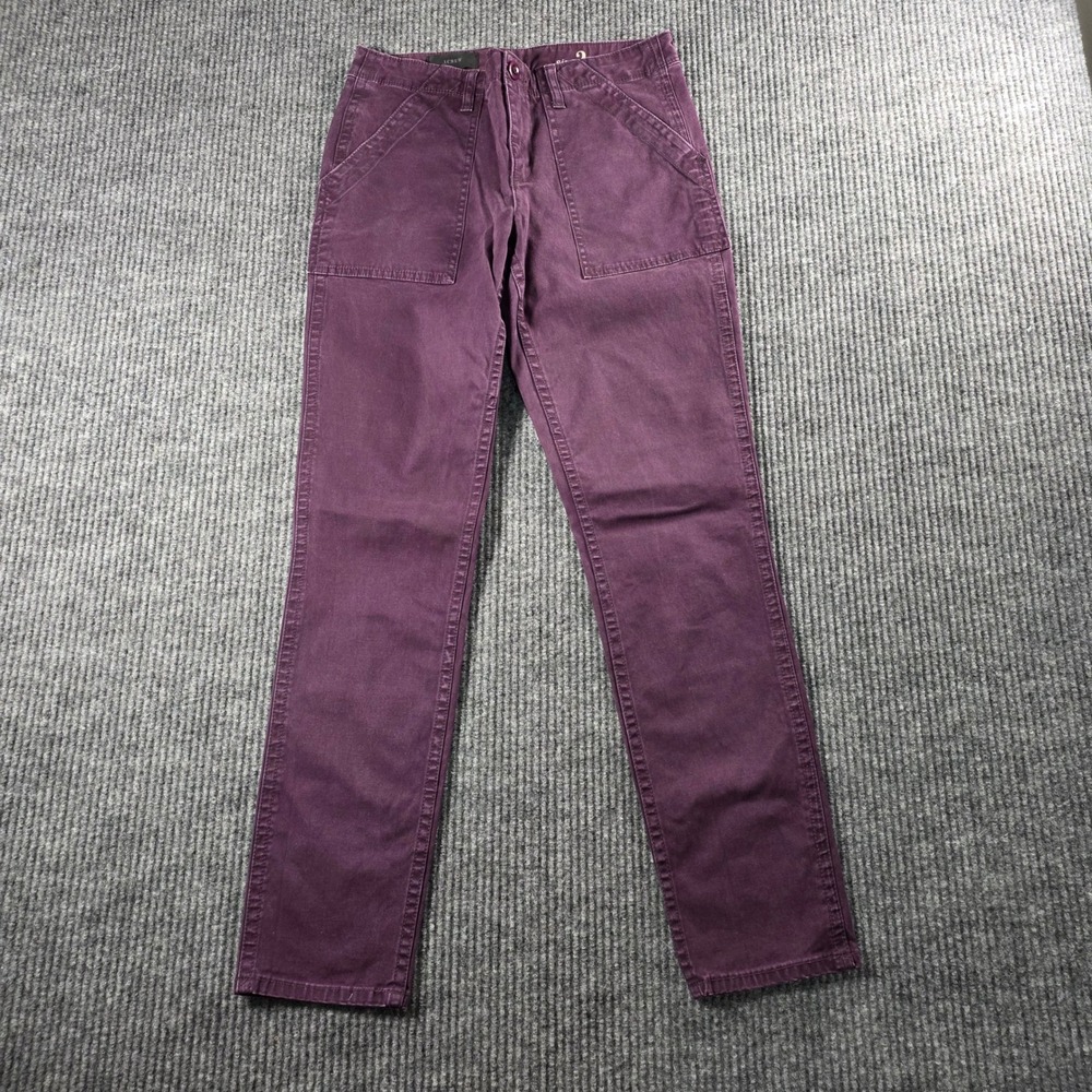 J.Crew Women Purple Utility Chino Pants Slim Straight Patch Pocket Size 2